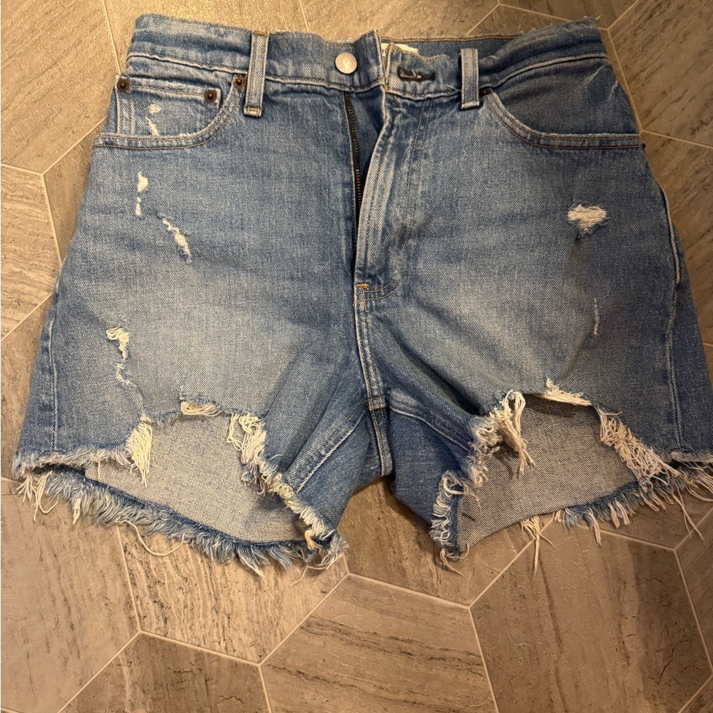 Abercrombie & Fitch Light Blue Distressed Jean Shorts